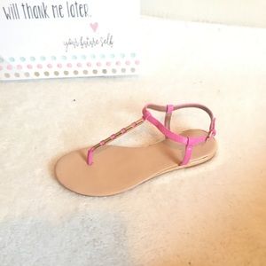 New Aldo Fuschia Pink Thing Sandals Gold Trim